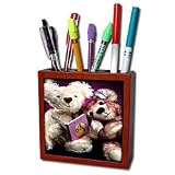 Teddy Bears - Teddy Bear reading - Tile Pen Holders-5 inch tile pen holder