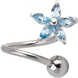Solar Blue Lily Flower Twister Belly Ring