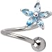 Solar Blue Lily Flower Twister Belly Ring