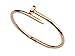 Jianyana Stainless Steel Nail Style Love Rose Gold Plated Bangle Bracelet Oval High Polish Fits 7.5 inch wrists