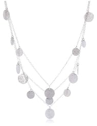 Sterling Silver Matte Multi-Disc Layered Chain Necklace, 16"