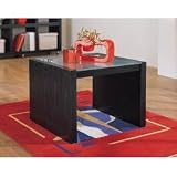 Alex Coffee Table With Glass Top (Black) (19.125H x 25.75W x 25.75D)