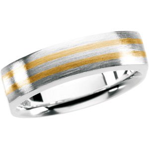 Genuine IceCarats Designer Jewelry Gift Sterling Silver & 18K Yellow Gold Wedding Band Ring Ring. Size 11.00 Gents Two Tone Ster Sil And 18 In Sterling Silver & 18K Yellowgold Size 11