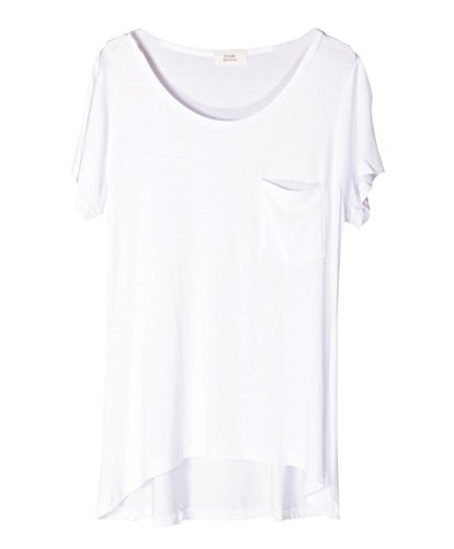 Shawhuaa Womens Modal Loose Short Sleeve Scoop Neck Pocket T-shirt Blouse