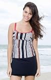 Tri Stripe Double Strap Tank - Women's Swimsuit Plus Size Swimsuit