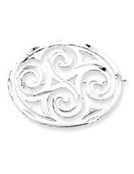 Sterling Silver Satin Finish Diamond Cut Scroll Pin