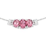 1 Carat Pink Tourmaline and Diamond 14K White Gold Necklace