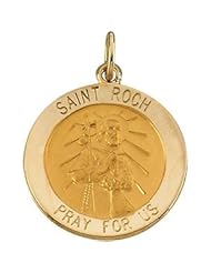 St. Saint Roch Medal Pendant 14K Gold Yellow R16309