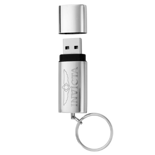 Invicta IPM133 Silver Tone 4GB USB Flash Drive Key Chain  Watch