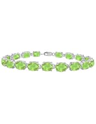 14K White Gold Prong Set Oval Peridot Bracelet with 15.00 CT TGW