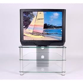 32 Inch Plasma LCD TV Stand in Glass and Aluminum Finish RTA TVM-021
