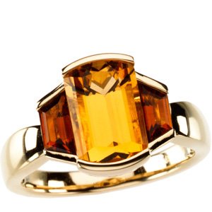 Buy 11.00X07.00 Mm,03.00X07.00 Mm 14K Yellow Gold Genuine Citrine And Madeira Citrine Ring