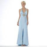 Formal Evening Gown. Satin halter dress for prom, party, homecoming by Sean Collection (70164) Sky