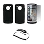 Black Silicone Gel Skin Cover Case + LCD Screen Protector + Rapid Car Charger for Samsung Omnia i8910 HD[Accessory Export Brand]