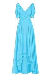 V-neck Backless Pleated Chiffon Evening Dress/Bridesmaid Dress/Prom Dress/Party Dress 