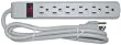 Power Strip, 6 Outlet, Plastic with 4 ft cord, Horizontal plug orientation