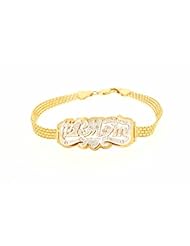 14K Yellow Gold "#1 Mom" Bracelet w/ Diamond Accents