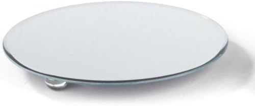 Mirrored Round Riser with Clear Glass Feet, 8" Dia.