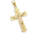 14k Yellow and Rose Gold Cross Crucifix Charm Pendant h