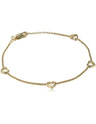 Goldtone Finish Silver Small Box-Chain with Hearts Bracelet