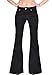 Glamour Outfitters Women's 60s 70s Flares Bell-Bottom Wide Flared Jeans - Black