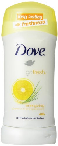 Dove go fresh Energizing Antiperspirant / Deodorant, Grapefruit & Lemongrass Scent,  2.6 Ounce Stick (Pack of 4)
