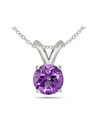 0.45Ct Round Amethyst Pendant in Sterling Silver Gold