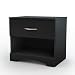 Nightstand with Drawer Contemporary Style in Solid Black Finish