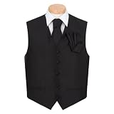Men's - Black - Formal Vest, Necktie and Hanky Set