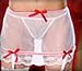 Unique y2Clothes Sexy Low Rise Slip and Garter with G-String - White with Red Bows - One Size Fits Most Plain Package