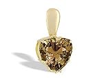 14K Yellow Gold Genuine Heart Smoky Quartz Pendant