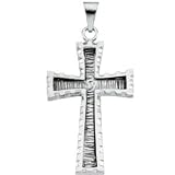14K White Gold Cross Pendant - 30.0x20.0mm