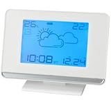 IDEA LABEL 電波LCDウェザーステーションクロック LCR066-BL ブルー