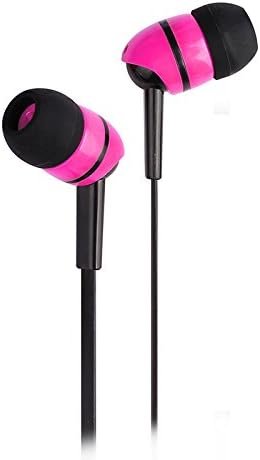 Kimmar In-Ear Headphone Stereo Sound, Clear Treble, Noise-isolating with Microphone, Metal Strong 3.5mm Jack for Exercise, Music Suitable for iOS Android System (Black/Pink)