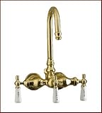 Brass Add-on Shower Set for Clawfoot Tub - Gooseneck Faucet, Riser, and Shower Rod