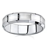 Tungsten Carbide Men's Wedding Band with Brushed Platinum Inlay, 6mm