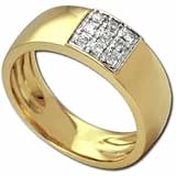 0.18Ct.T.W. Round Brilliant Cut Diamonds, 14Kt. Yellow Gold. Men's Diamond Ring