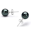 PearlsOnly Black 7-8mm AA Japanese Akoya Pearl Earring Set