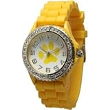 Yellow Paw Face Silicone Watch w/ CZ Crystal Rhinestones Face Bling