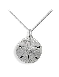 Oxidized Sand Dollar Pendant Sterling Silver Necklace - Includes 040 Curb Chain