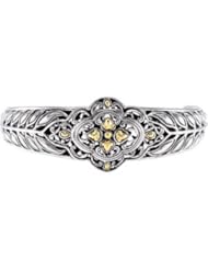 Sterling Silver Cuff Bracelet With 18Kt Yellow Accents by US Gems