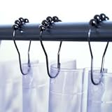 Shower Curtain Hooks Roller Ball Chrome 12 Pack