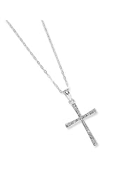 Sterling Silver Diamond Mystique 18in Cross Necklace