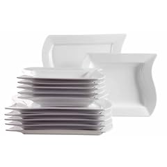 Domestic 920829 Perfetto Porzellan Tafelservice 12-teilig mit je 6 Teller tief und flach