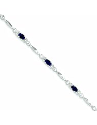Genuine .925 Sterling Silver Sapphire And Diamond Bracelet 3.5 Grams . 100% Satisfaction Guaranteed.