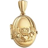 Genuine IceCarats Designer Jewelry Gift 14K Yellow Gold Oval Small Claddagh Locket. 16.50X13.50 Mm Oval Small Claddagh Locket In 14K Yellow Gold