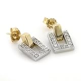 14K White Gold & Yellow Gold Diamond Door Knocker Earrings