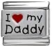 Clearly Charming I Heart My Daddy Red Heart Laser Italian Charm