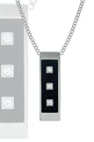 Vertical Black Stainless Steel Pendant Featuring Cubic Zirconia Includes 20 Necklace