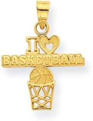 10k Yellow Gold I Love Basketball Charm